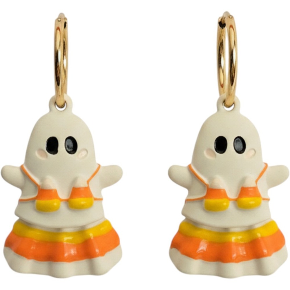 True To Form Ghost Hoop Earrings OS White Orange New Halloween Spooky